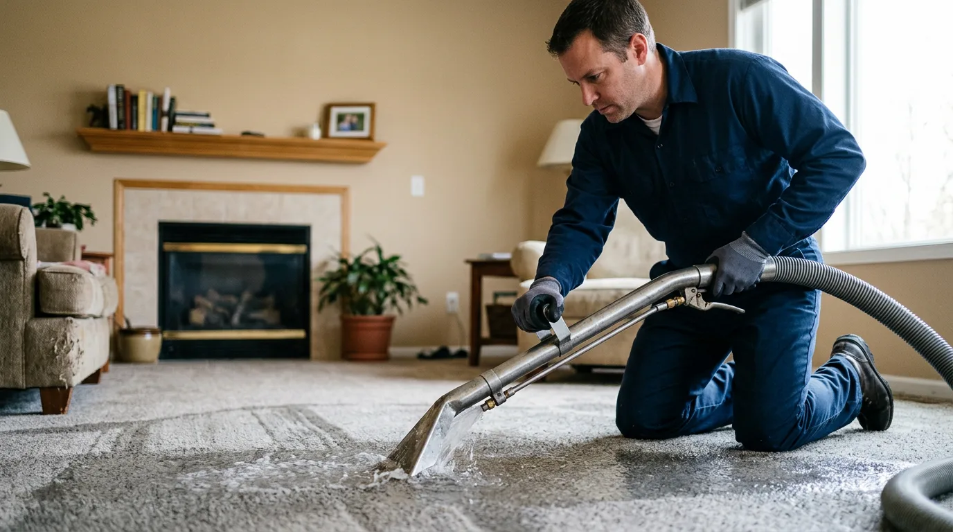 Water damage restoration technician working near Nicoma Park, OK